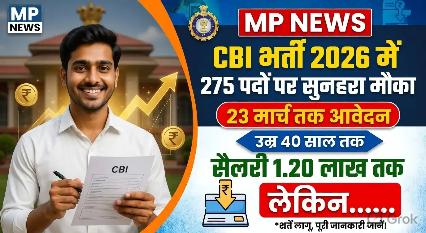 CBI Recruitment 2026 : CBI भर्ती 2026 में 275 पदों पर सुनहरा मौका. 23 मार्च तक आवेदन. उम्र 40 साल तक सैलरी 1.20 लाख तक.